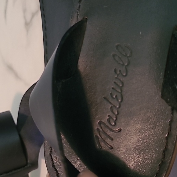 Madewell The Boardwalk Black Leather Ankle Buckle Strap Sandals 8 Casual Comfy - Picture 6 of 8